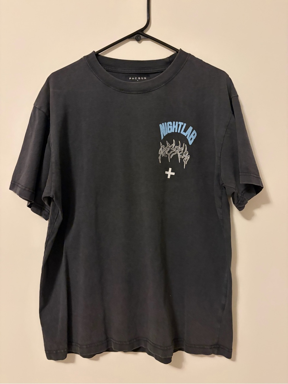 PacSun Nightlab Graphic Tee - Charcoal with Blue Print Men’s Medium
